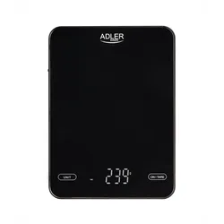 Adler AD 3177 Küchenwaage, in Schwarz, max. Tragkraft 10kg, wiederaufladbar über USB