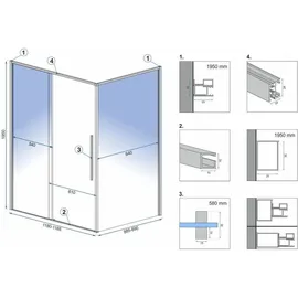 REA Duschkabine Solar mit Schiebetür 90 x 195 cm Schwarz transparent