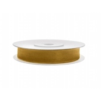 SiDeSo® Chiffonband 25m x 6mm viele Farben Hochzeit Organza Dekoband Geschenkband Antennenband Schleifenband (Gold)