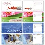 24 Geschenkgutscheine für Kunden, DIN lang - Wellness Sortiment 4-fach sortiert - Gutscheinkarten - Gutschein [GS31-S]