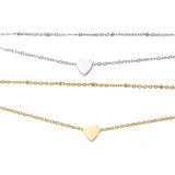 FIRETTI Fußketten Set FIRETTI "Schmuck Geschenk Körperschmuck Herz", gold (silberfarben, gelbgoldfarben), Fußketten, Damen, Edelstahl