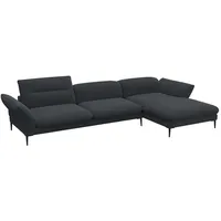 FLEXLUX Ecksofa Salino, Funktionssofa mit Recamiere, Relaxsofa, Ecksofa, Sofa mit Arm- und Kopfteil-Verstellungen, Kaltschaum & Stahl-Wellen grau