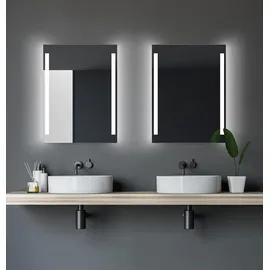 Talos Badspiegel mit Beleuchtung 80 x 60 cm - Badezimmer Wandspiegel mit Beleuchtung - feuchtraumgeeignet durch Aluminiumkorpus - Lichtfarbe Neutralweiß