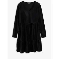 bonprix Minikleid aus elastischen Samt, schwarz, 40/42 (M)