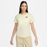 Nike Damen Sportswear Club Essentials T-Shirt, Coconut Milk/Black, S