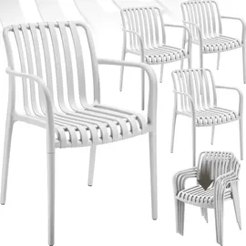 Tectake Gartenstuhl 56 x 70 x 55 cm weiß 4 St.