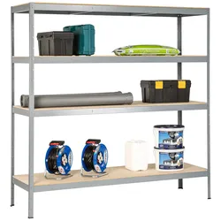 SCHULTE Regalwelt Schwerlastregal mit 4 Holzböden, Traglast pro Ebene 200 kg, 200x200x60 cm (HxBxT), granit-struktur, Lagerregal, Kellerregal