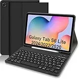 Hülle mit Tastatur für Samsung Galaxy Tab S6 Lite 2024/2022/2020, Schutzhülle mit Pencil Halter Wireless Tastatur (Deutsches Layout) für Tab S6 Lite 10,4' (P610/P613/P615/P619/P620/P5625), Schwarz