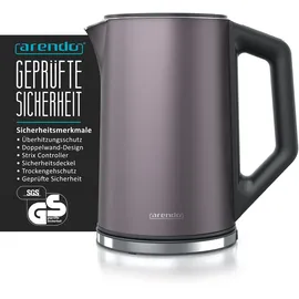 Arendo Wasserkocher 1,5 l Vulkan grau