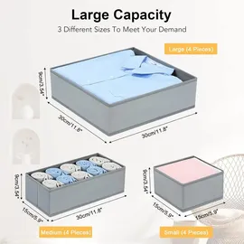 luxuskollektion Schubladen Organizer Aufbewahrungsbox Stoff 12er Set Hellgrau