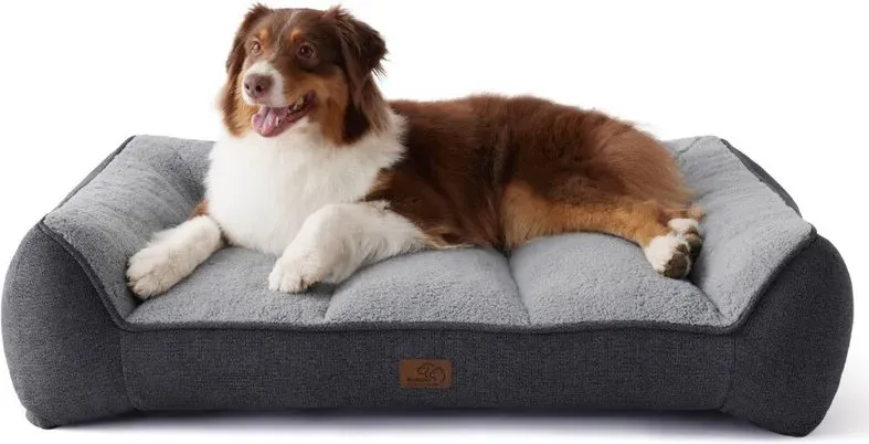 BEDSURE Haustiersofa, einfarbig, große Größe, Hundesofa, Anthrazitgrau, 96 x 71 x 21 cm, Größe L Plus