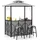 Costway Gartenbar Set Bartisch mit 2 Barhockern 120 x 60 x 110 cm Grau/Braun