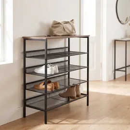 Relaxdays Schuhregal 75 x 81 x 30 cm 5 Ebenen Braun/Schwarz