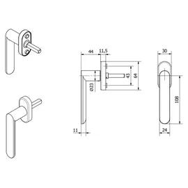 SOTech Fenstergriff SAM anthrazit mit Befestigungsmaterial