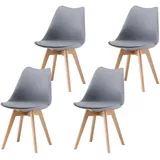 Garvishk Garvis Esszimmerstühle 2er Set mit Massivholz Beinen Sitzpolster aus Kunstleder Gepolsterter Stuhl Küchenstuhl Holz für Schlafzimmer, Wohnzimmer (Grau)