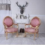 Stühle Garnitur Sessel Barock Armlehnsessel Rosa Fauteuil Stuhlgruppe