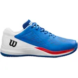Wilson Rush Pro Ace Clay Herren-Tennisschuhe, Sichere Passform, Dynamische Unterstützung, Atmungsaktives Mesh, Ideal für Sandplätze, Deja Vu Blau/Weiß/Infrarot, Größe 8,5