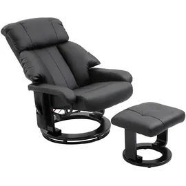 Homcom Relaxsessel Kunstleder 76 x 102 x 80 cm Schwarz mit Hocker