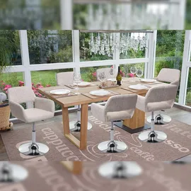 Mendler Esszimmerstuhl HWC-A50 III, Stuhl Küchenstuhl, Retro 50er Jahre, Stoff/Textil ~ creme/grau, Chromfuß