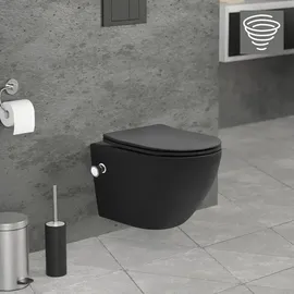 luxebath Wand-WC mit WC-Sitz Schwarz matt