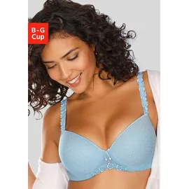 LASCANA Schalen-BH LASCANA, Damen, Gr. 70, Cup D, blau (hellblau), Spitze, Obermaterial: 88% Polyamid, 10% Elasthan, 2% Polyester, BHs Schalen-BH, mit Bügel, mit verzierten Trägern, Dessous