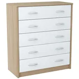 home collective Kommode 35 x 85 x 0 cm 5 Schubladen / beige/weiß