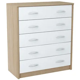 home collective Kommode 35 x 85 x 0 cm 5 Schubladen / beige/weiß