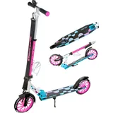 Raven Klappbarer Scooter mit Klingel, Flaschenhalter, Galaxia Blue/Pink 200mm)