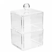 5five simply smart Aufbewahrungsdose Selena 9,4 x 9,4 x 16,7 cm 2-tlg. transparent/weiß