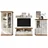 furn.design Wohnwand, Weiß, Eiche Wotan, Holzwerkstoff, Nachbildung,Eiche, Pinie, Uni, Holz Optik, 11 Fächer, 8 Schubladen, 376x204x52 cm, Wohnzimmer, Wohnwände, Anbauwände