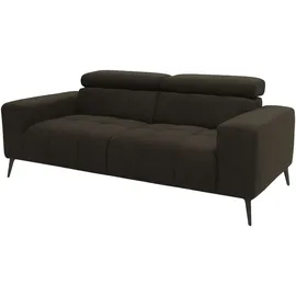 DOMO collection 2-Sitzer DOMO COLLECTION "Trento, mit Kufenfuß oder Einzelfuß", braun (espresso), B:208cm H:79cm T:104cm, 92% Polyester, 8% Nylon, Sofas, whlw. verstellbare Kopfteile, passend für gängige Saugroboter