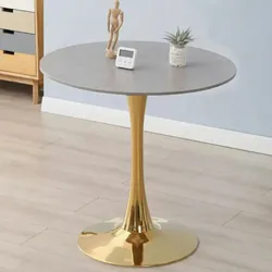 360Home Runder Tisch für Wohnung Coffee Shops Hotel Gewerben grau Matter Tisch Bistrotisch beine Gold 60*75cm