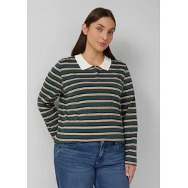 s.Oliver Langarm-Poloshirt mit Streifen - petrol|mehrfarbig - 32