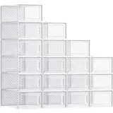 Songmics Schuhboxen 18er Set transparent-weiß