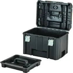 DEWALT TSTAK VI Tiefe Werkzeugbox mit herausnehmbarer Trage mit IP54 Schutz (44l Volumen)