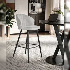 FineBuy 2er Set Barhocker FineBuy Barstuhl Samt Tresenhocker mit Lehne Hocker 110 kg