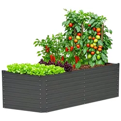 Hochbeet KONIFERA "Emmy", grau (anthrazit), B:190cm H:60cm T:80cm, Stahl, Pflanzgefäße, mit Verstrebungen für mehr Stabilität