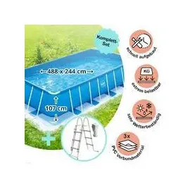Swing Frame Pool Set 488 x 244 x 107 cm inkl. Filterpumpe