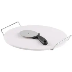 CHEGFASTRO PIZZA STEIN | Ø 33 cm x 1 cm | perfekt für Pizza, Calzone, Fladenbrot und Kekse | inklusive Cutter | Cordierit-Stein