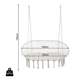 Rebecca Mobili Mobili Rebecca Hängesessel, Weiß, Textil, 130x150x70 cm Gartenmöbel, Hängematten