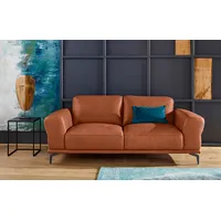 2-Sitzer W.SCHILLIG "montanaa", braun (cognac z69), B:192cm H:78cm T:94cm, Sofas, mit Metallfüßen in Schwarz pulverbeschichtet, Breite 192 cm