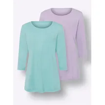 Classic Basics Longshirt CLASSIC BASICS "Doppelpack Shirts", Damen, Gr. 54, bunt (flieder, mint), 100% Baumwolle, unifarben, Rundhals, Shirts Longshirt