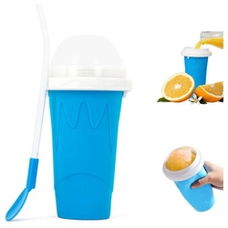 GelldG Eismaschine Slushy Maker Squeeze Cup Slushy Maker, Quick Frozen Squeeze Cup blau