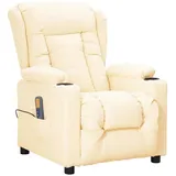 vidaXL Massagesessel Kunstleder 339078 80 x 100 x 90 cm Creme mit verstellbarer Rückenlehne und Massagefunktion