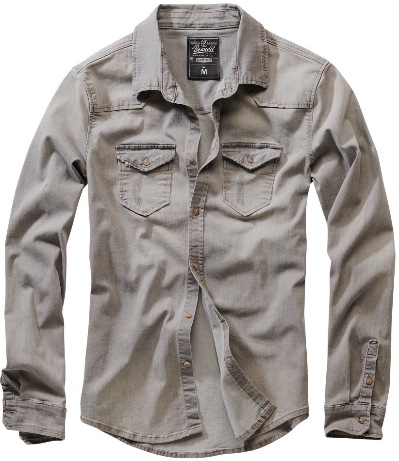 Brandit Riley Denim Overhemd, grijs, XL