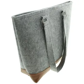Frank Flechtwaren Shopper, Filzshopper, Einkaufstasche, Tasche Cognac Grey 45 x 13 x 35 cm, GH 68 cm - Grau/Braun