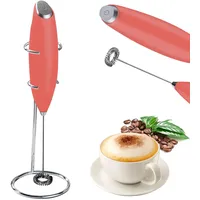 Elektrischer Milchaufschäumer, Handheld-Mini-Schaumgerät mit Basis, Kaffeemaschine, Eierschlägel für Schokolade, Cappuccino, Frappe, Rührer, tragbarer Mixer, Schneebesen, Werkzeuge (Rosa)