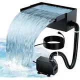 Wasserfall für Gartenteich, 31 cm, Edelstahl, 48 w, 3000 l/h, Teichpumpe mit Wasserfall, Gartendeko, Swimmingpool, Patio, Terrasse, Wasserwand,