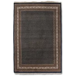Orientteppich Mir Royal 60 x 90 cm Wolle Schwarz, Braun Schwarz /