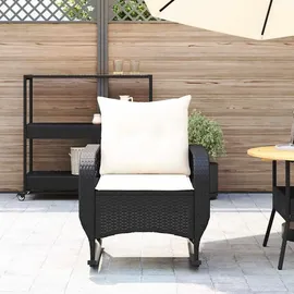 vidaXL Garten-Schaukelstuhl mit Kissen Schwarz Poly Rattan